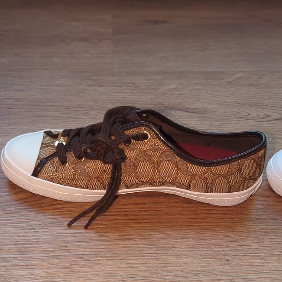 Coach Empire Low Top Logo Sneakers Brown Signature Canvas Wm Sz 10 - Picture 6 of 16